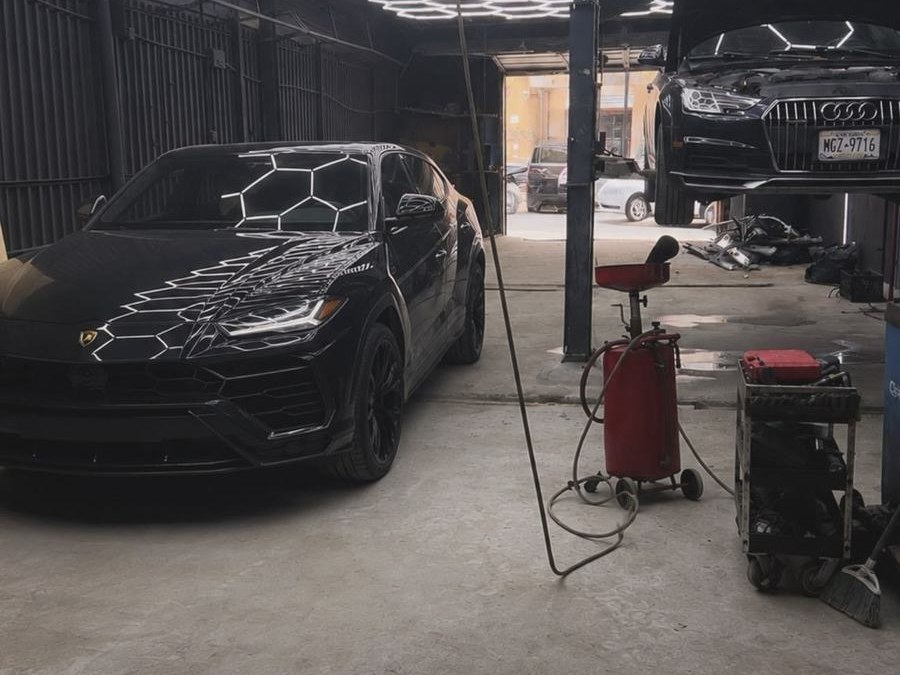 Vehicle on the lift in our shop